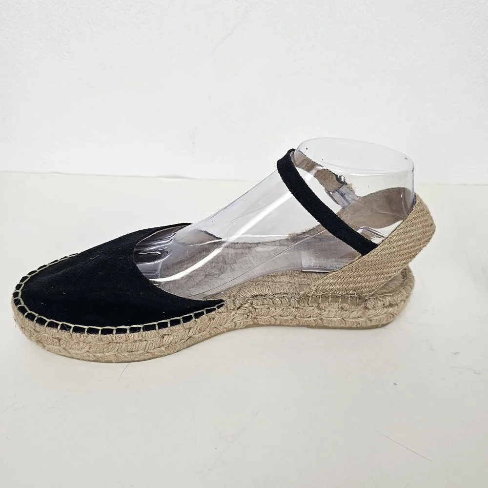 Alpargatus Black Suede Espadrille Ankle Strap Made In Spain Sz 41 (US 10 -10.5)